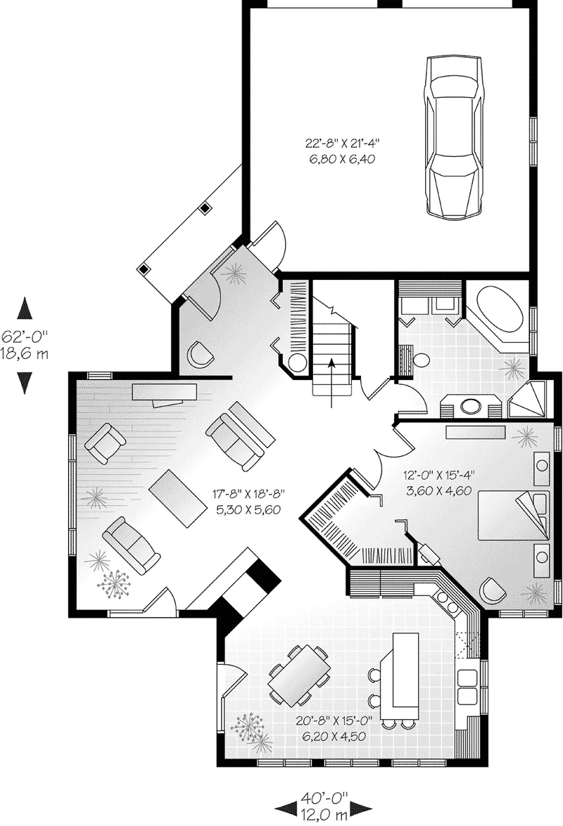 Cabin & Cottage House Plan First Floor - Eunice Cabin Cottage Home 032D-0211 - Search House Plans and More