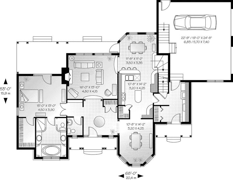 Arts & Crafts House Plan First Floor - Durant Park Country Home 032D-0217 - Search House Plans and More