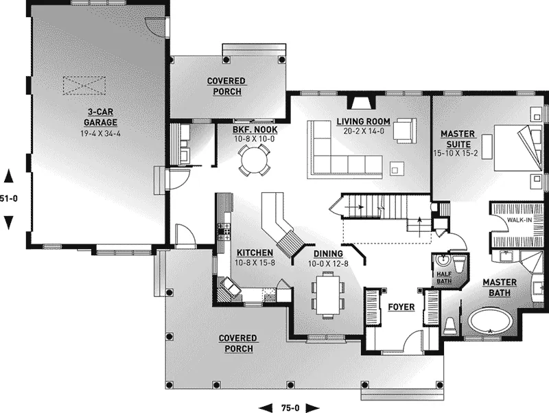 Traditional House Plan First Floor - Newton Grove Country Farmhouse 032D-0248 - Shop House Plans and More