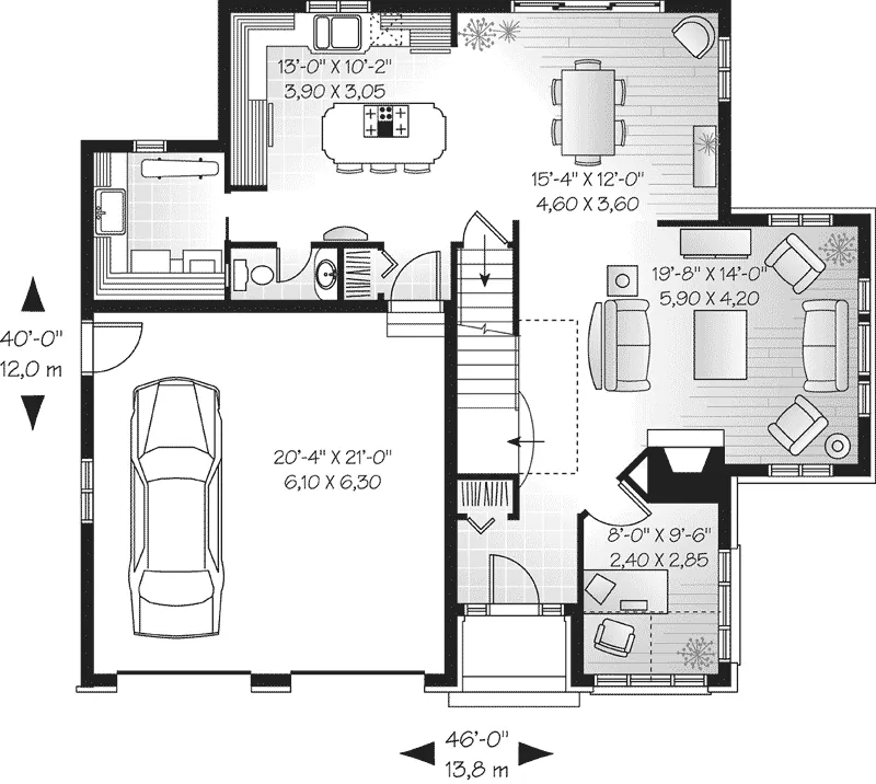 Craftsman House Plan First Floor - Wallace Crest Traditional Home 032D-0252 - Shop House Plans and More
