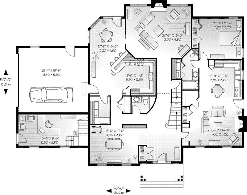 Southern House Plan First Floor - Ansonville Park Luxury Home 032D-0255 - Search House Plans and More