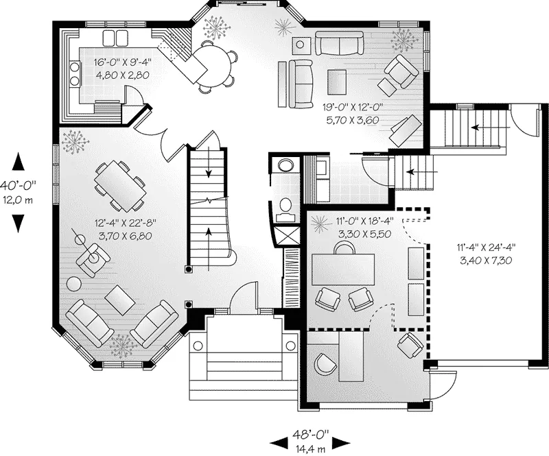 European House Plan First Floor - Jackson Creek Victorian Home 032D-0298 - Search House Plans and More
