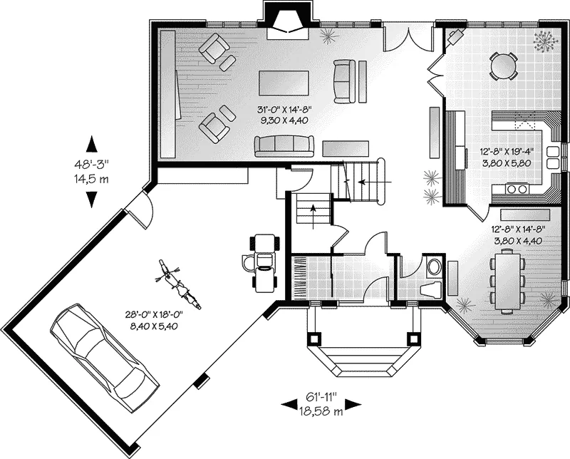 Traditional House Plan First Floor - Clarington Contemporary Home 032D-0325 - Search House Plans and More