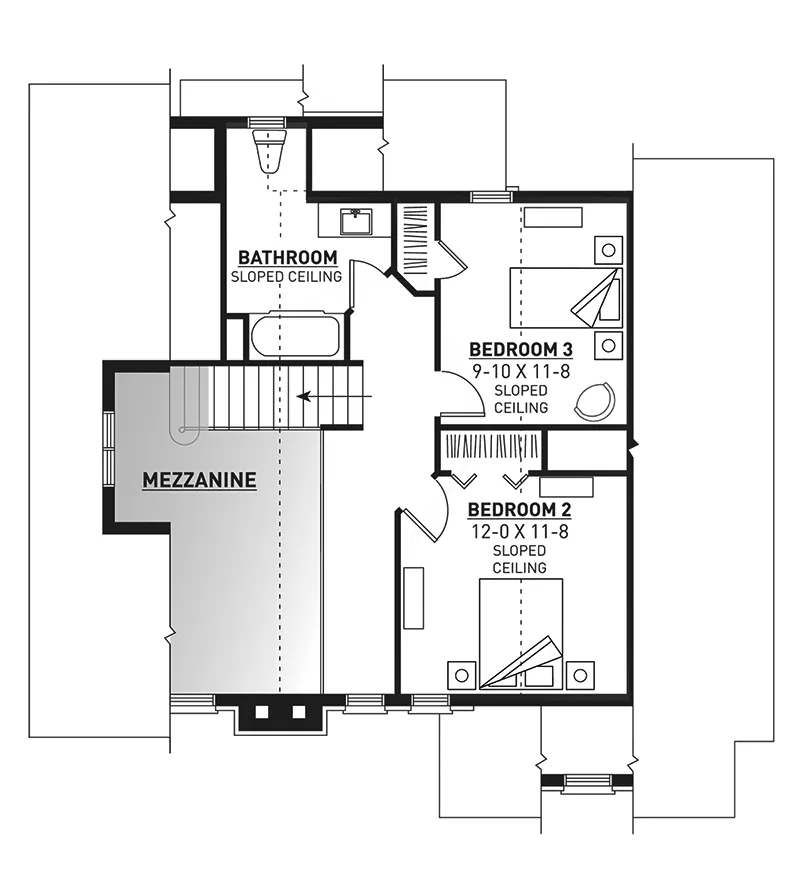Vacation House Plan Second Floor - Duffy Pass Cottage Cabin Home 032D-0368 - Search House Plans and More