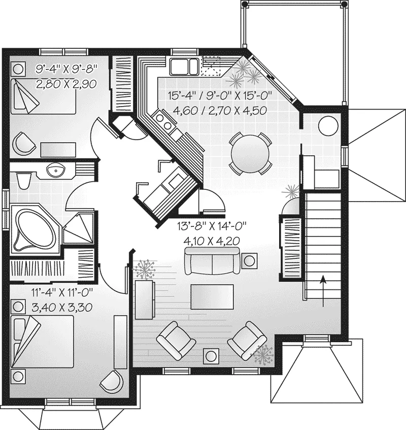 Colonial House Plan Second Floor - Geary Place Triplex Town House 032D-0383 - Search House Plans and More