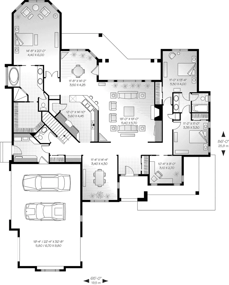 Ranch House Plan First Floor - Carnegie Bay Sunbelt Home 032D-0395 - Search House Plans and More