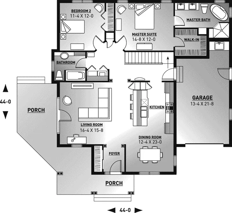 Ranch House Plan First Floor - Arnette Place Craftsman Home 032D-0396 - Search House Plans and More