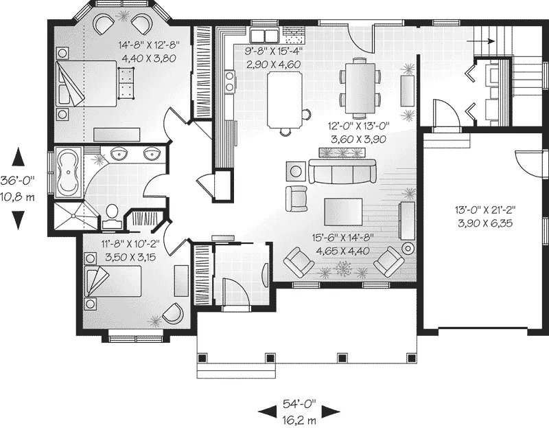 Traditional House Plan First Floor - Marshall Park Ranch Home 032D-0399 - Shop House Plans and More