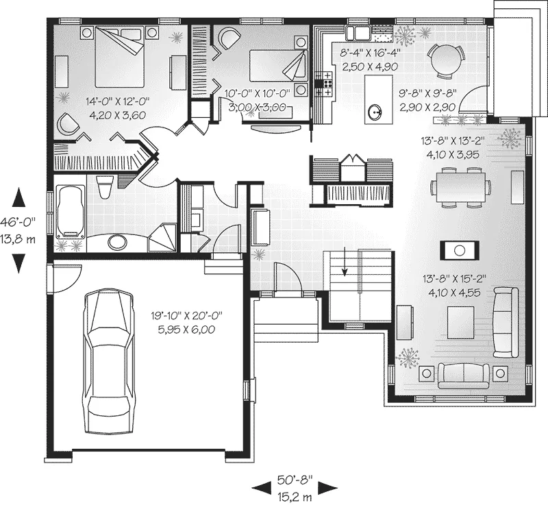 Ranch House Plan First Floor - Butler Hill Ranch Home 032D-0400 - Search House Plans and More