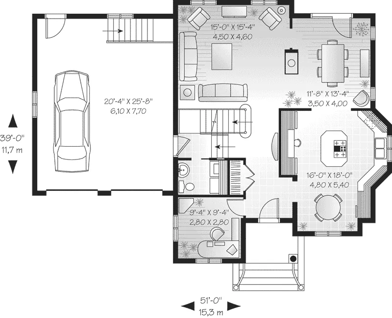 Southern House Plan First Floor - Cherokee Traditional Home 032D-0444 - Search House Plans and More