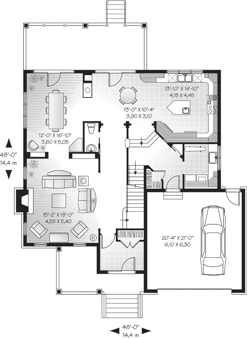 Southern House Plan First Floor - Hennepin Country Farmhouse 032D-0448 - Search House Plans and More