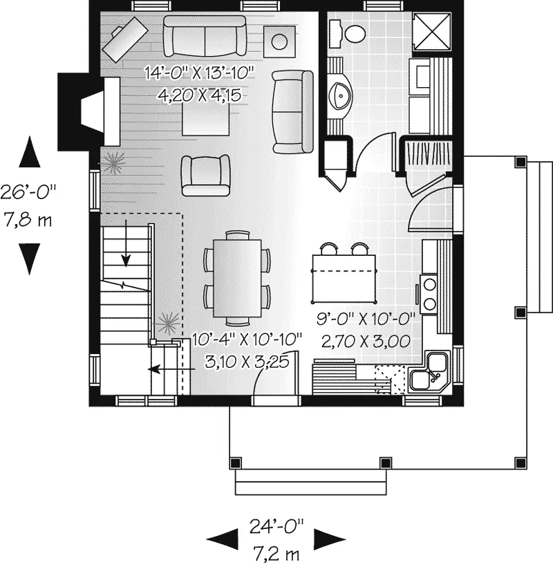 Saltbox House Plan First Floor - Colegrove Cottage Home 032D-0456 - Search House Plans and More