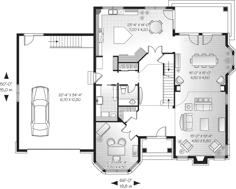 Traditional House Plan First Floor - Belknap European Home 032D-0472 - Search House Plans and More