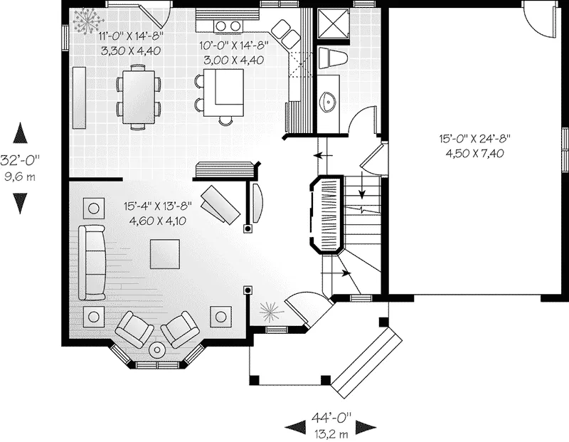 Traditional House Plan First Floor - Sandy Ridge Country Home 032D-0484 - Shop House Plans and More