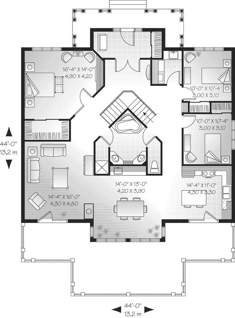 Waterfront House Plan First Floor - Sandalwood Creek Vacation Home 032D-0524 - Shop House Plans and More