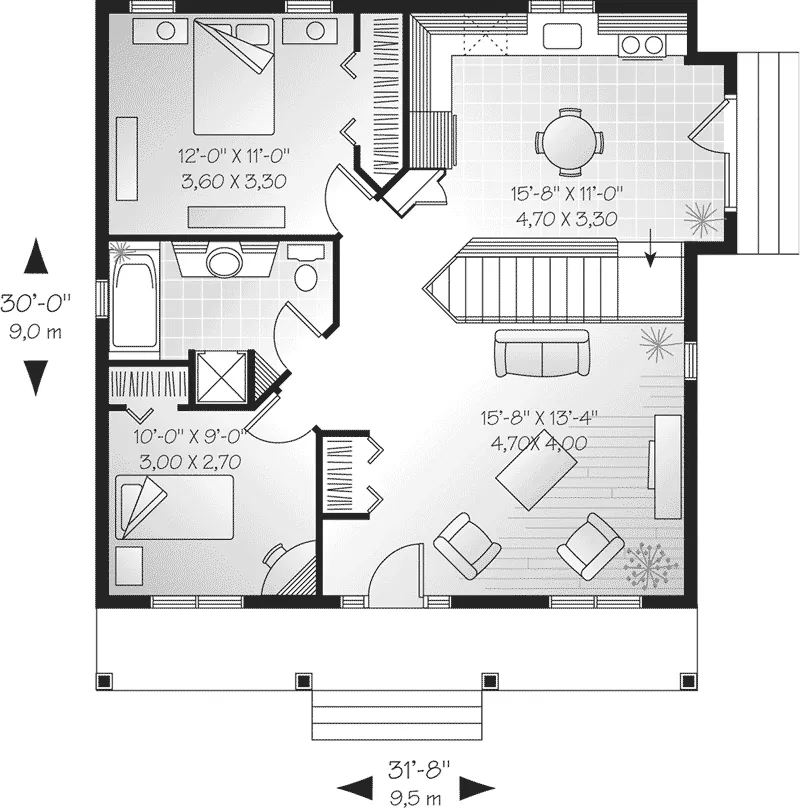 Southern House Plan First Floor - Harleigh Country Cottage Home 032D-0538 - Search House Plans and More