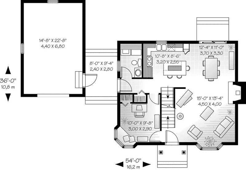 Cabin & Cottage House Plan First Floor - Blue Bell Country Home 032D-0555 - Search House Plans and More