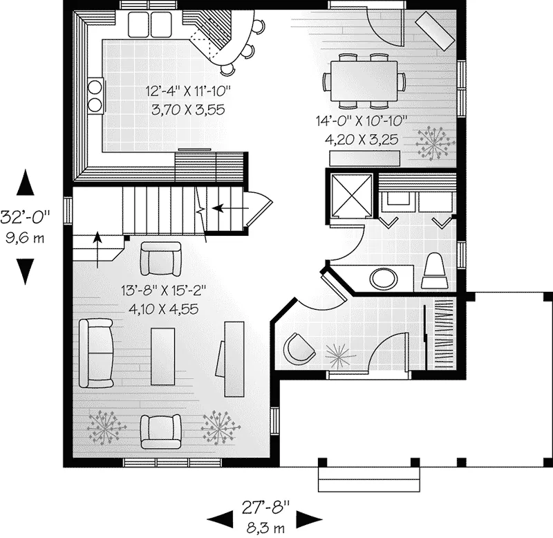 Farmhouse Plan First Floor - Altenwald Country Farmhouse 032D-0564 - Search House Plans and More