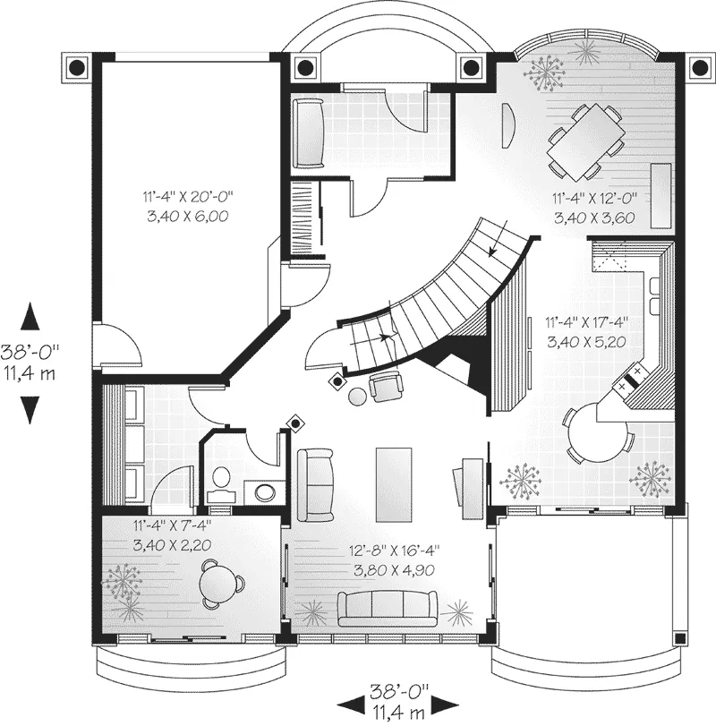 Waterfront House Plan First Floor - Runnymeade Mediterranean Home 032D-0574 - Shop House Plans and More