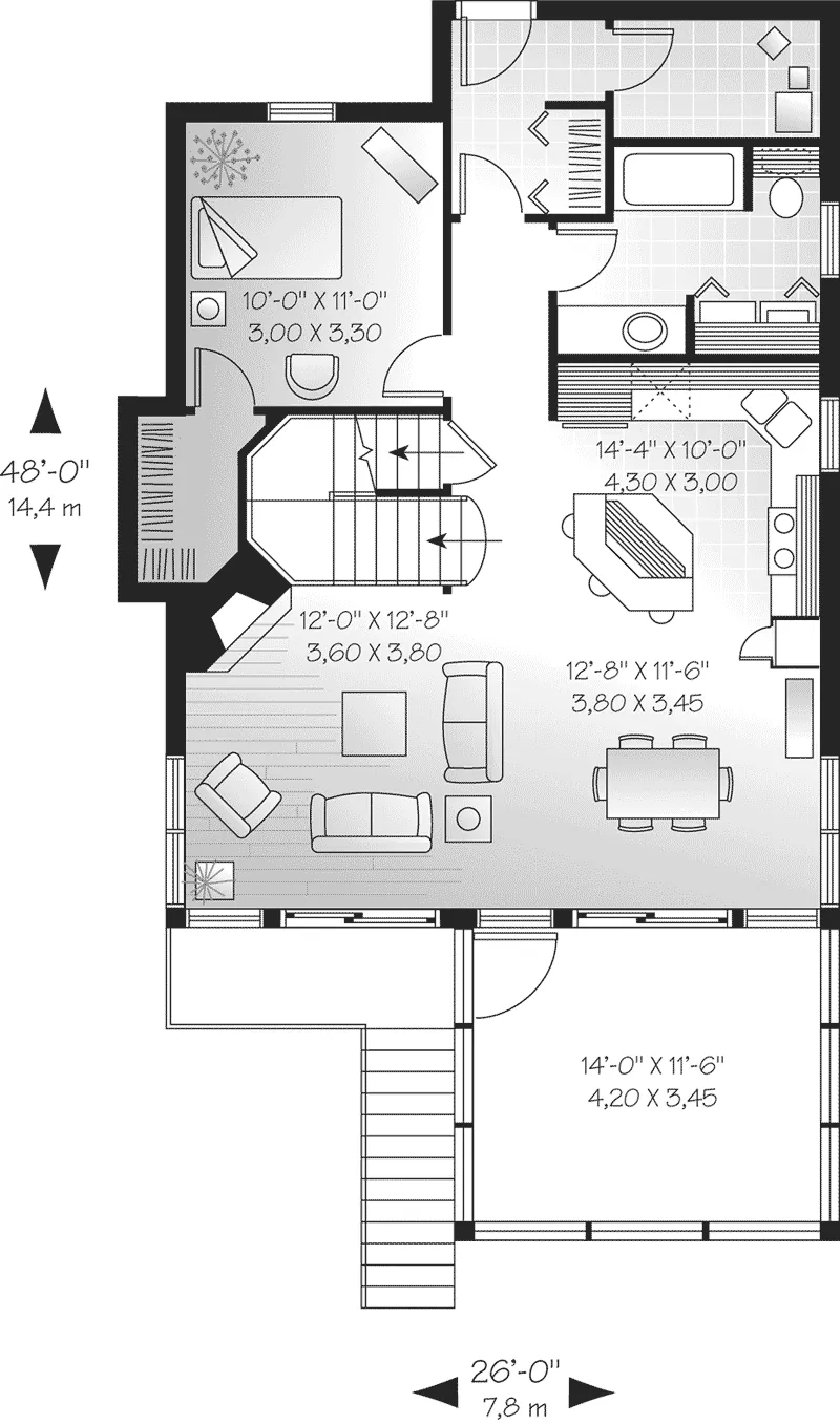 Modern House Plan First Floor - Palm Island Beach Coastal Home 032D-0580 - Shop House Plans and More