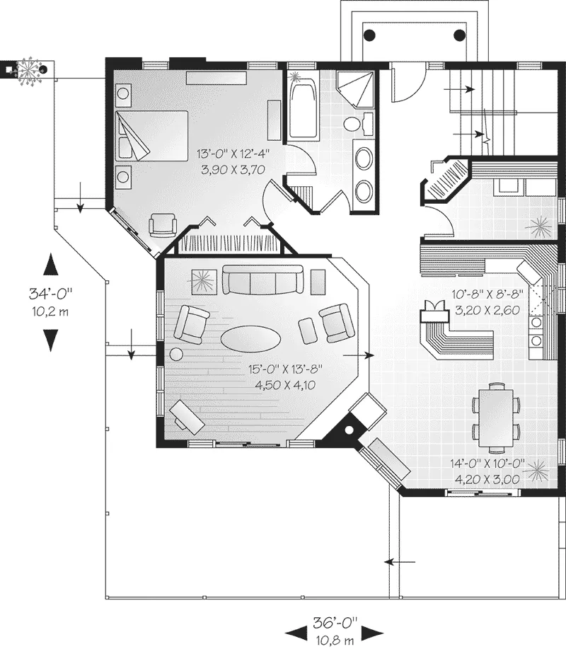 Mountain House Plan First Floor - Gladwyne Waterfront Home 032D-0583 - Search House Plans and More