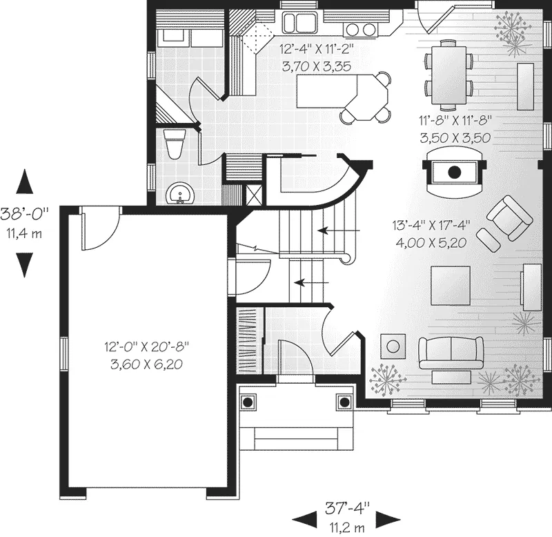 Colonial House Plan First Floor - Logans Ferry Narrow Lot Home 032D-0600 - Shop House Plans and More