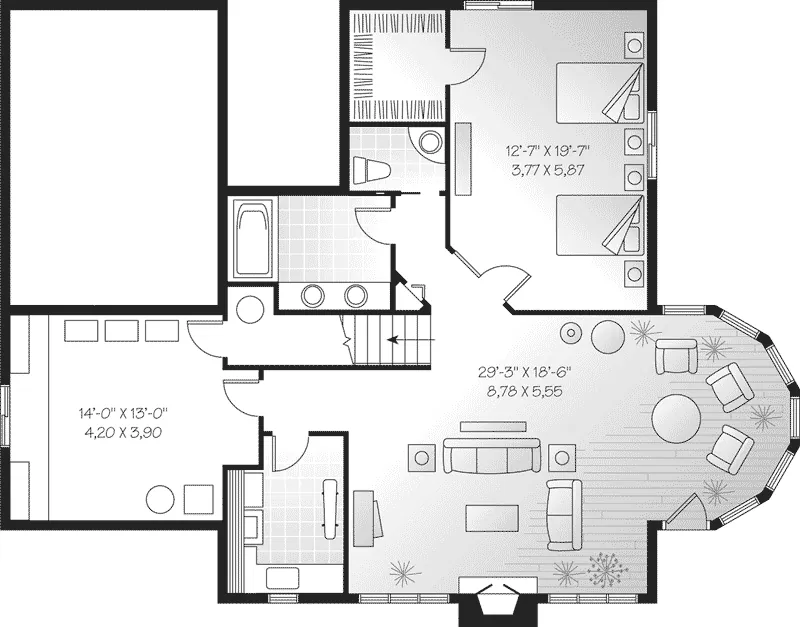 Waterfront House Plan Lower Level Floor - Swissvale Mountain Home 032D-0605 - Shop House Plans and More