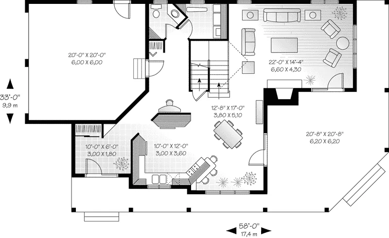 Waterfront House Plan First Floor - Bancroft Farm Country Home 032D-0632 - Search House Plans and More