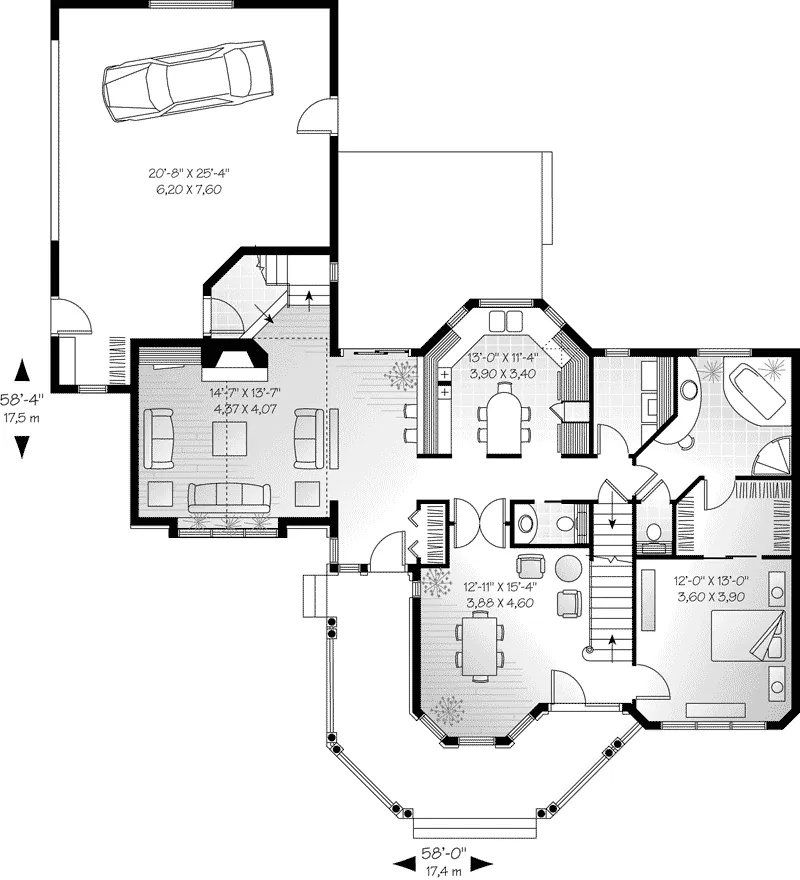 Traditional House Plan First Floor - Laurel Run Victorian Home 032D-0639 - Shop House Plans and More