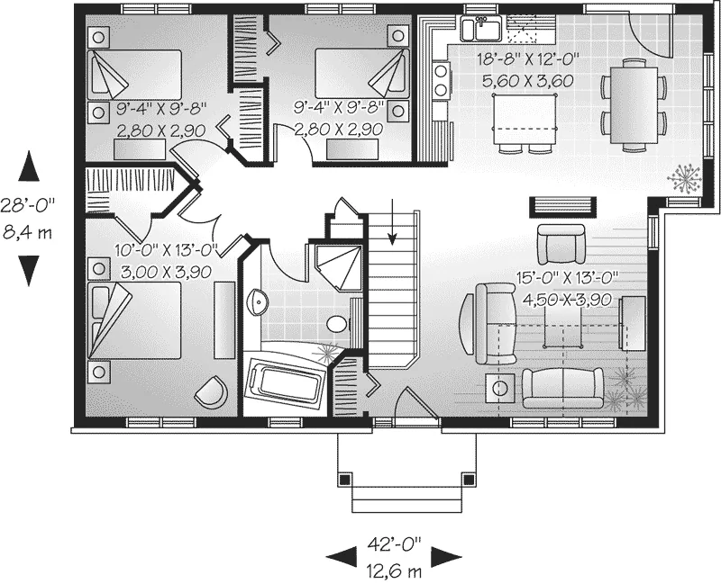 Modern House Plan First Floor - Malcolm Farm Country Home 032D-0655 - Shop House Plans and More