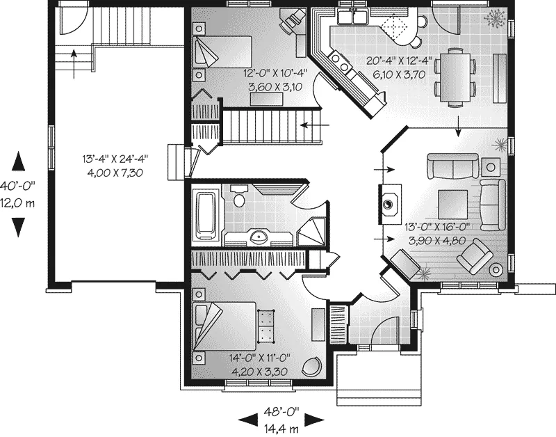 Country House Plan First Floor - Sherwood Lake Ranch Home 032D-0669 - Shop House Plans and More