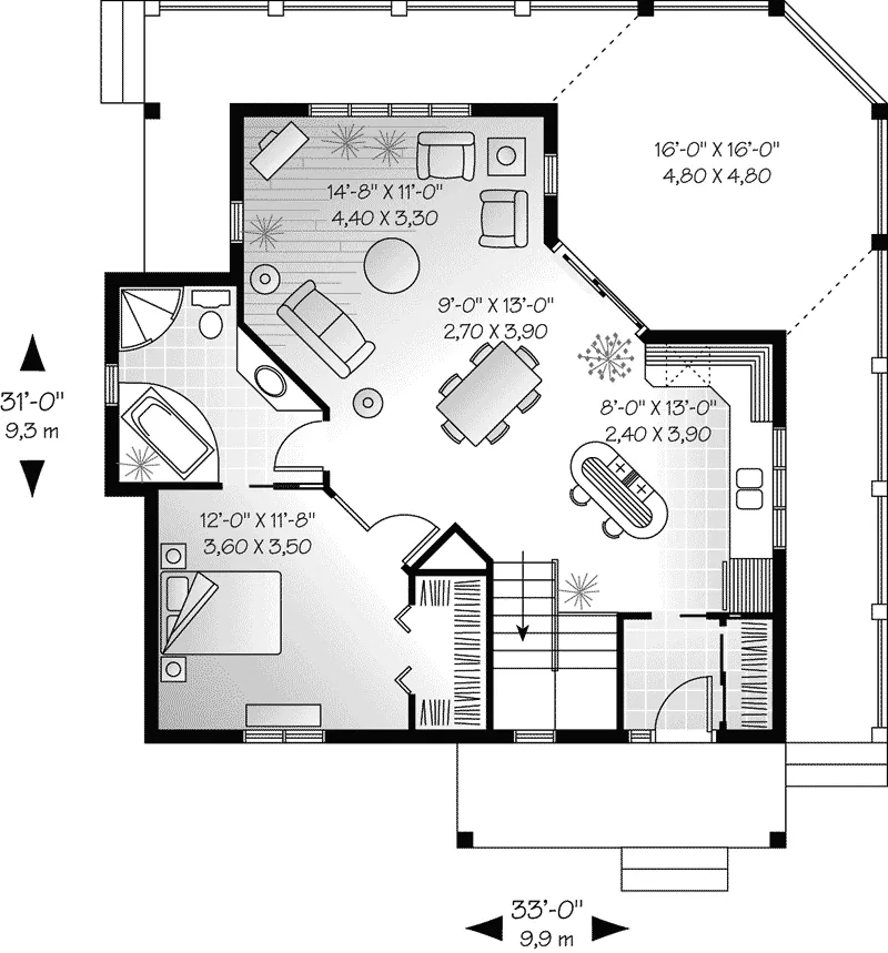Southern House Plan First Floor - Fairspring Waterfront Home 032D-0685 - Search House Plans and More