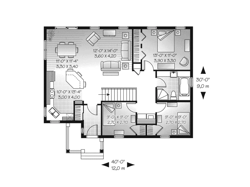 Arts & Crafts House Plan First Floor - Pauline Country Ranch Home 032D-0732 - Shop House Plans and More