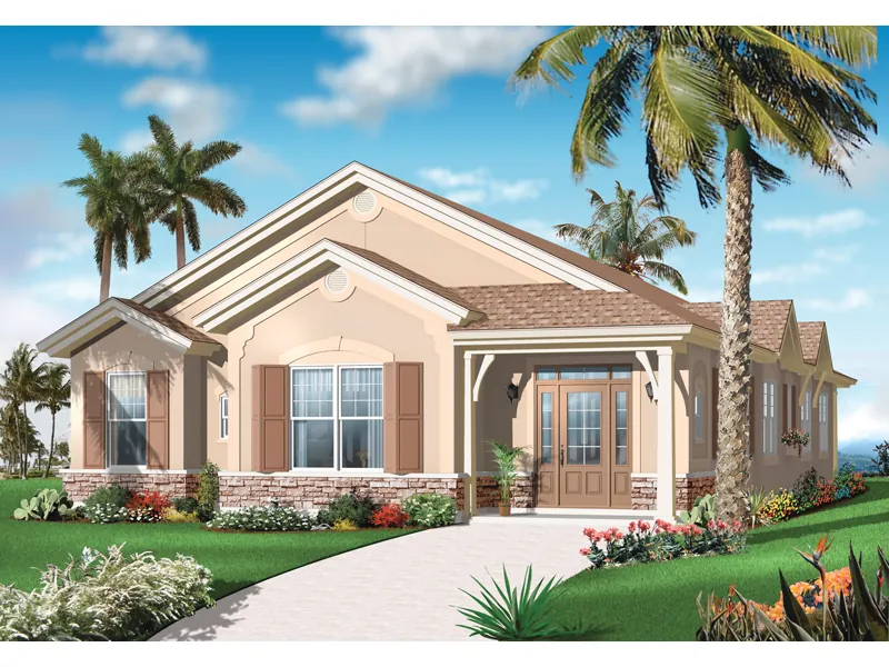Florida House Plan Front of Home - Red Bay Mediterranean Home 032D-0737 - Shop House Plans and More
