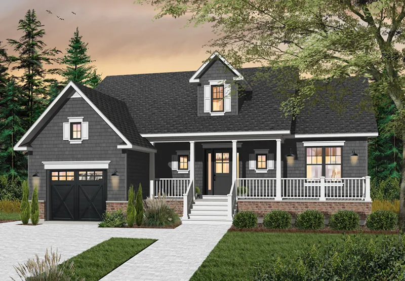 Craftsman House Plan Front of Home - Lynkirk Country Home 032D-0747 - Shop House Plans and More