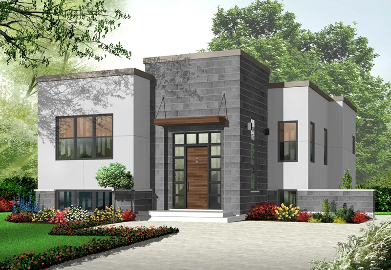 Modern House Plan Front of Home - Golden Ridge Modern Home 032D-0758 - Search House Plans and More
