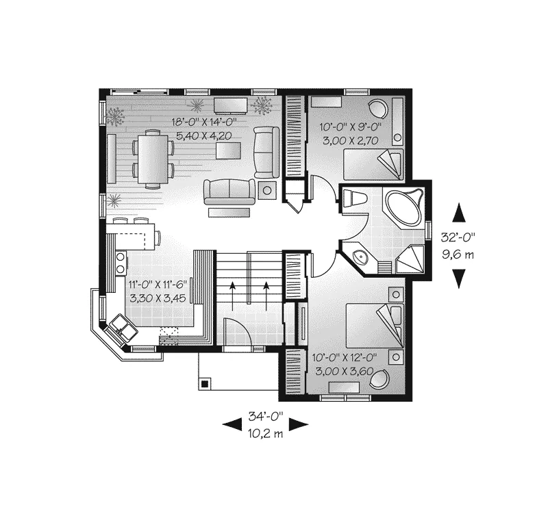 Traditional House Plan First Floor - Waterlilly Early American Home 032D-0760 - Shop House Plans and More