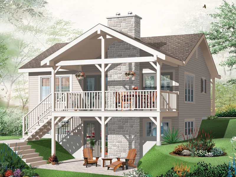 Vacation House Plan Color Image of House - Oak Path Country Ranch Home 032D-0803 - Shop House Plans and More