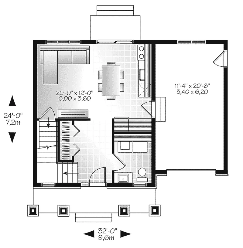 Country Home Plan First Floor 032D-0808