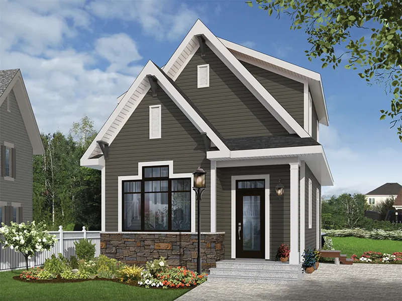 Traditional House Plan Front of Home - Wickham Small Traditional Home 032D-0812 - Shop House Plans and More