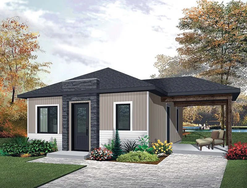 Rustic House Plan Front of Home - Gavyn Modern Cabin 032D-0814 - Search House Plans and More