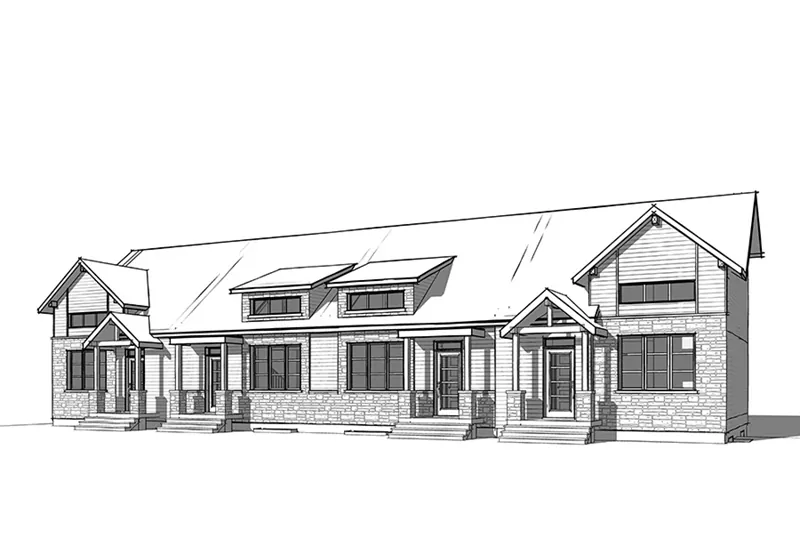 Country House Plan Front Image - Bassett Path Rustic Fourplex 032D-0821 - Search House Plans and More