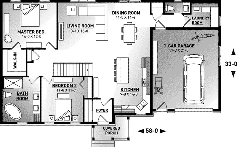 Country House Plan First Floor - Gareth Craftsman Ranch Home 032D-0823 - Search House Plans and More