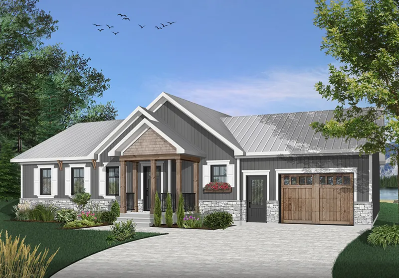 Country House Plan Front of Home - Gareth Craftsman Ranch Home 032D-0823 - Search House Plans and More