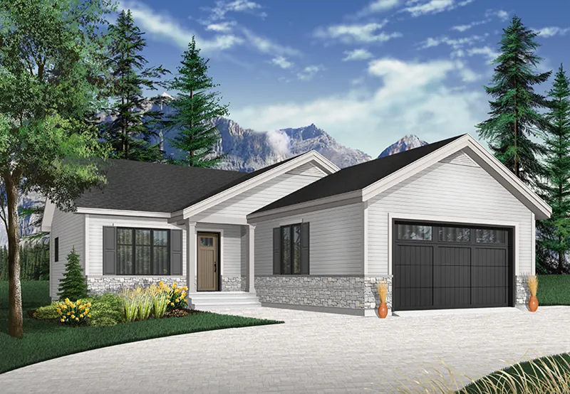 Ranch House Plan Front of Home - Macey Mill Rustic Ranch Home 032D-0828 - Shop House Plans and More