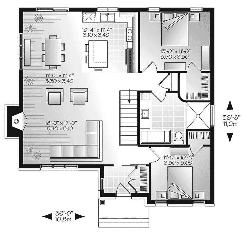 Ranch House Plan First Floor - Kimber Contemporary Ranch Home 032D-0830 - Search House Plans and More
