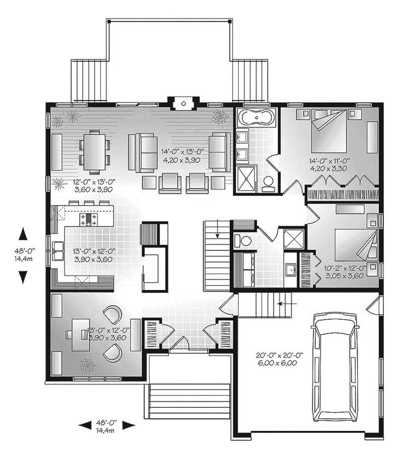 Ranch House Plan First Floor - Ridge Overlook Ranch Home 032D-0838 - Shop House Plans and More