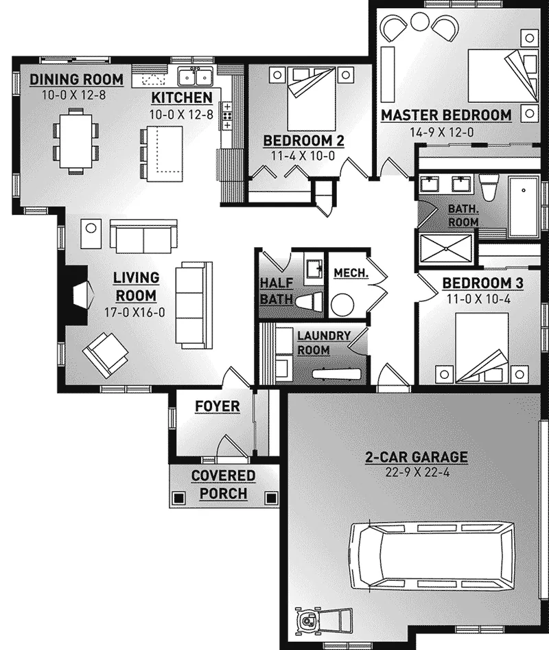 Ranch House Plan First Floor - Placid Park Craftsman Home 032D-0841 - Shop House Plans and More