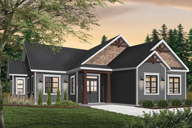 Ranch House Plan Front of Home - Placid Park Craftsman Home 032D-0841 - Shop House Plans and More