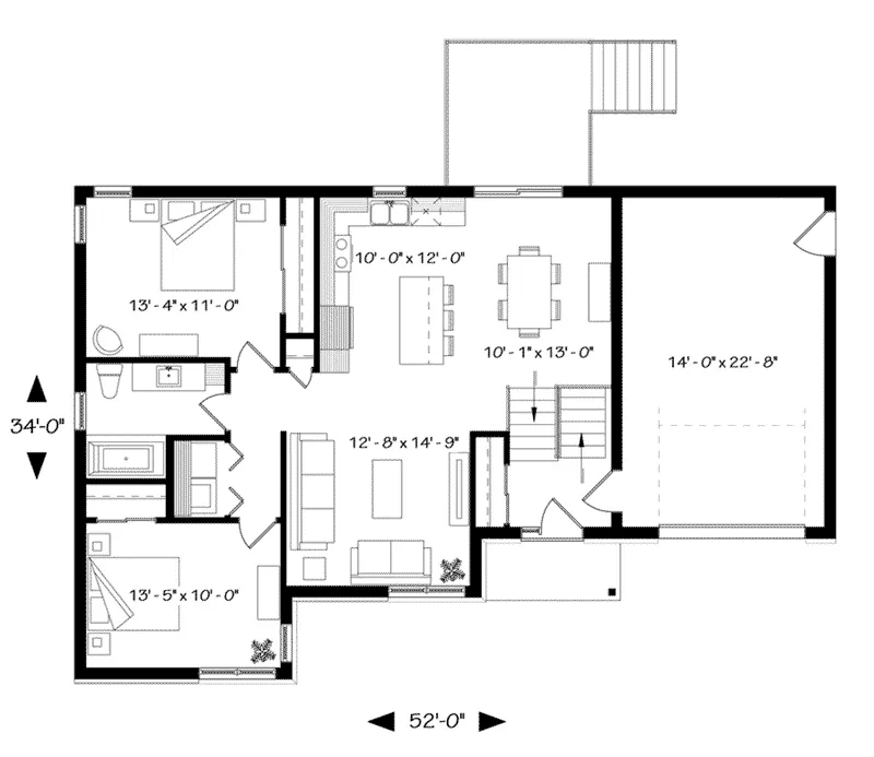 Ranch House Plan First Floor - Mulan Modern Home 032D-0842 - Shop House Plans and More